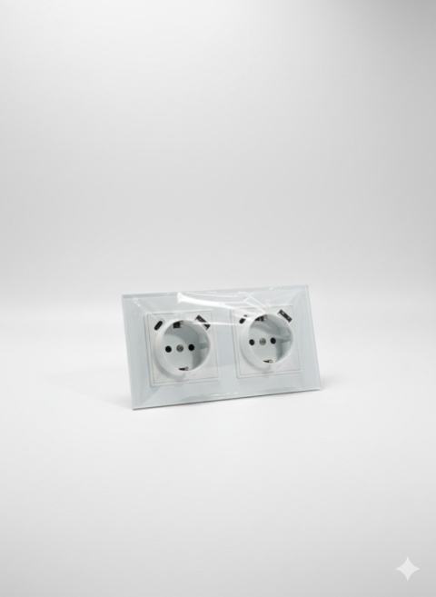 CNBINGO JFGM2 podwójne gniazdo USB – szklane 2 x (typ C i USB-A maks. 2,1 A) NOWY